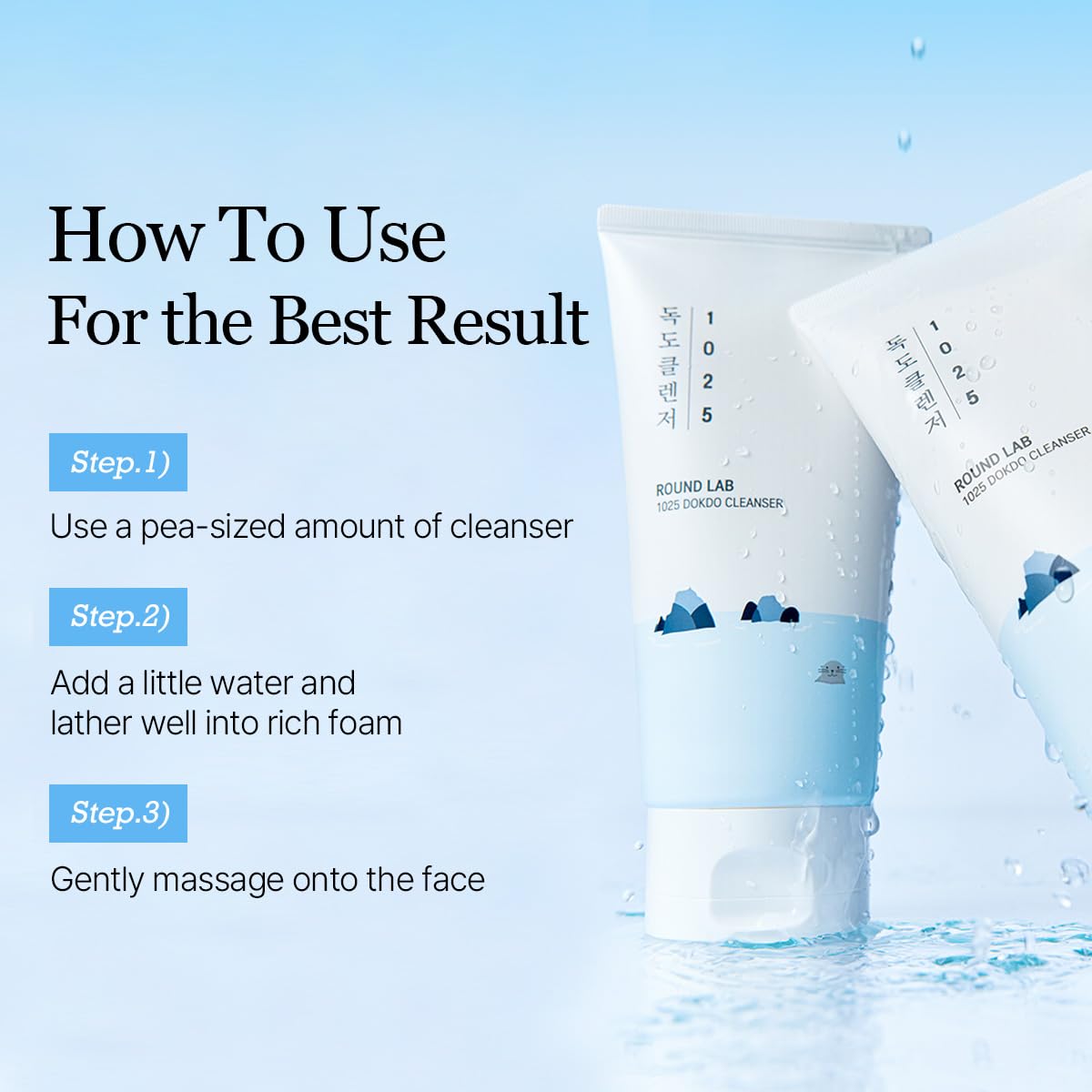 ROUND LAB 1025 Dokdo Cleanser – Low pH Hydrating Face Wash for Sensitive Skin, 5.07 Fl Oz