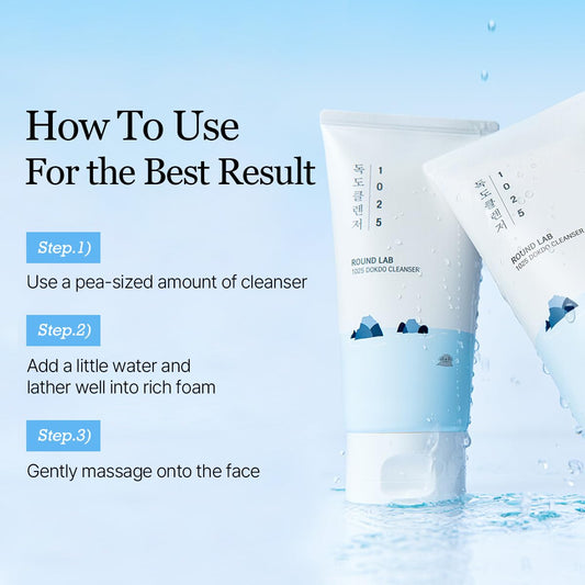 ROUND LAB 1025 Dokdo Cleanser – Low pH Hydrating Face Wash for Sensitive Skin, 5.07 Fl Oz
