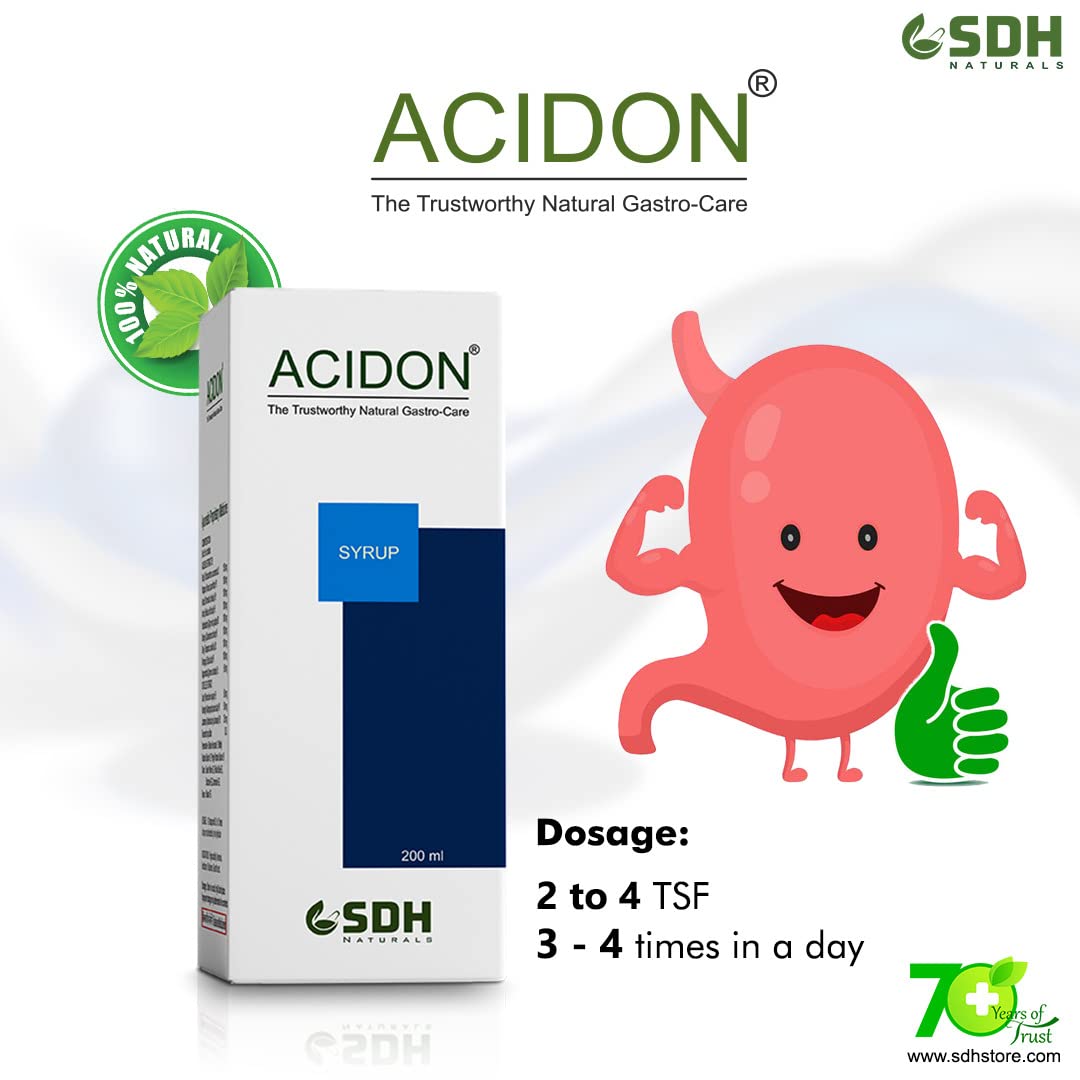 SDH Naturals ACIDON Syrup (Pack of 2) – Ayurvedic Relief for Acidity, Gas & Ulcer Protection – 200 ml Each