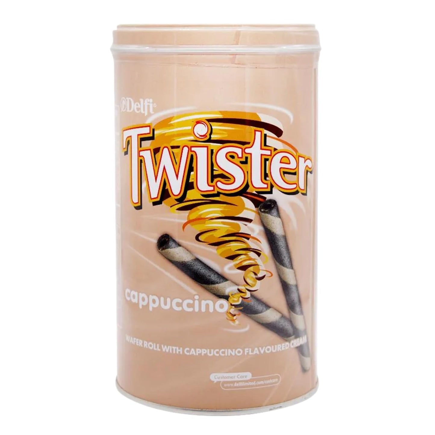 Delfi Twister Cappuccino Wafer Rolls – Crispy Wafers Filled with Smooth Cappuccino Cream 320g (Malaysia)