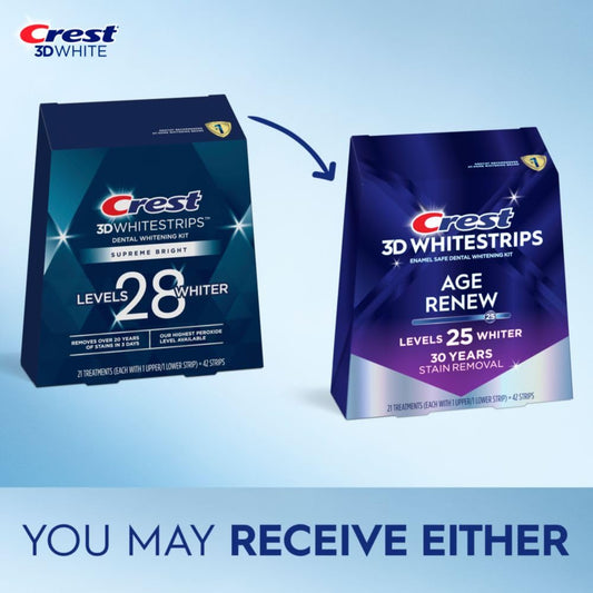Crest 3D Whitestrips Age Renew – Professional Teeth Whitening Kit, 21-Day Treatment with 42 Enamel-Safe Strips