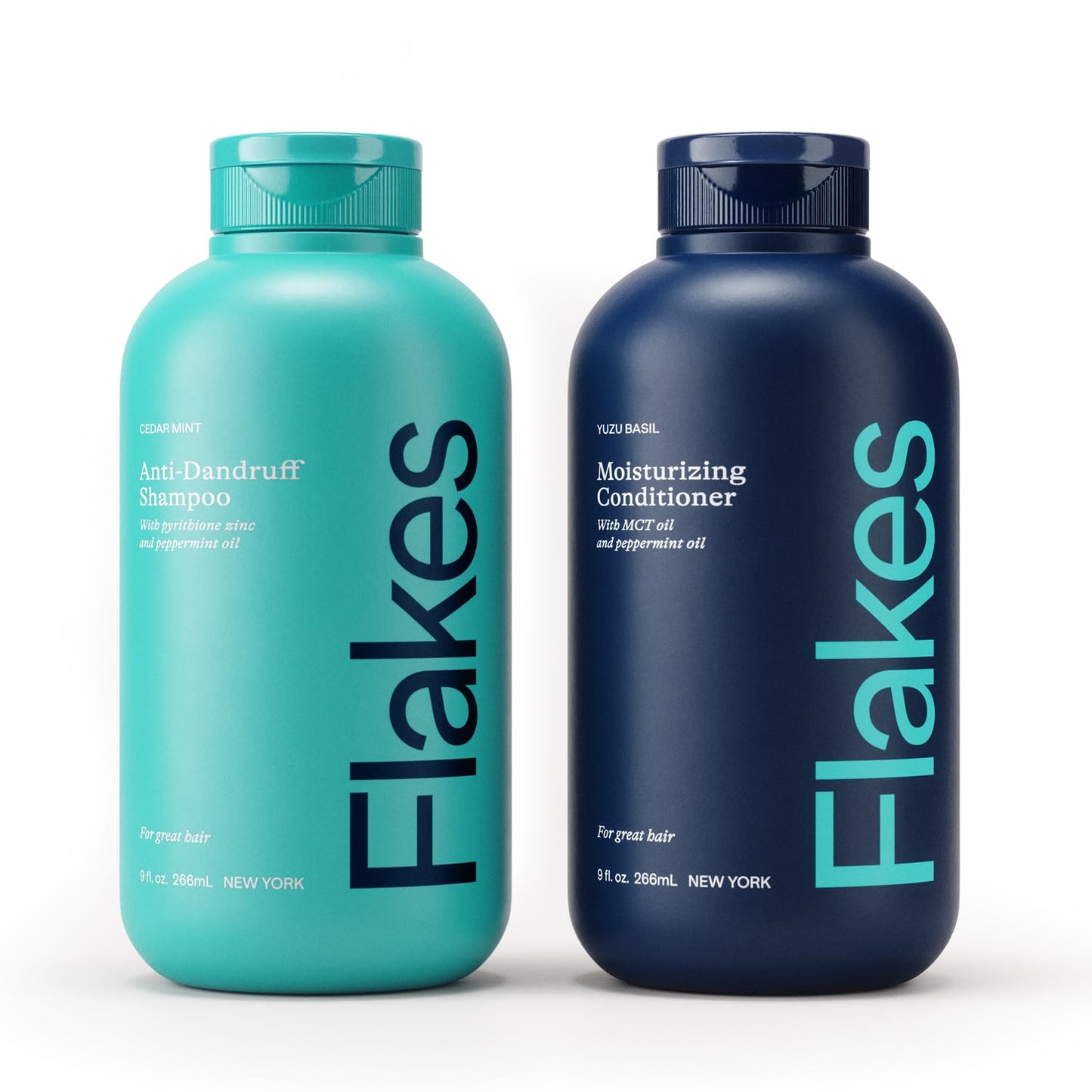 Flakes Anti-Dandruff Shampoo & Conditioner Set | Sulfate & Paraben-Free | Hydrating Scalp Care with Peppermint & MCT Oil | 9 fl oz