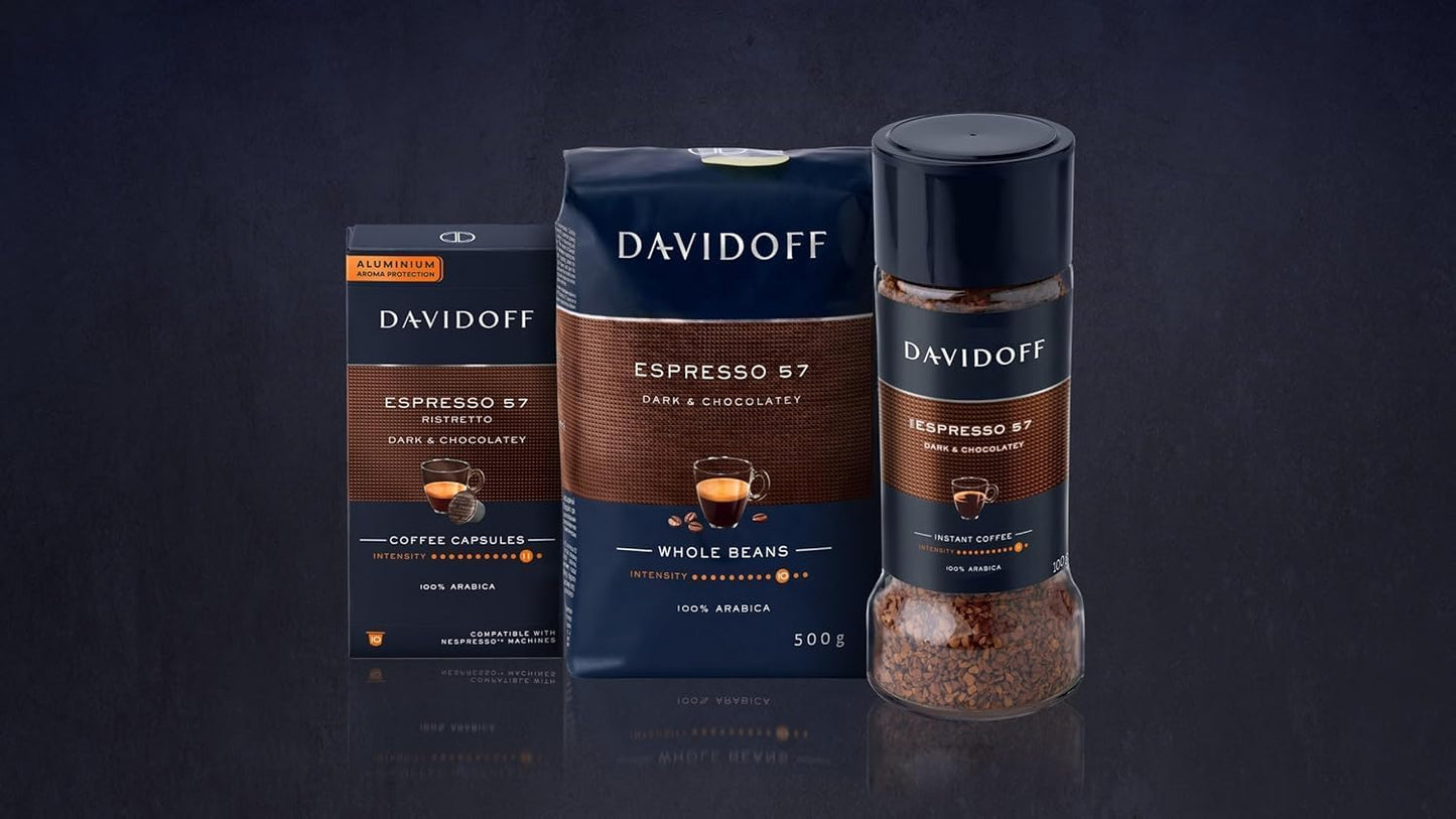 Davidoff Espresso 57 Instant Coffee – Strong & Smooth Dark Roast, 100g (Imported from Germany)