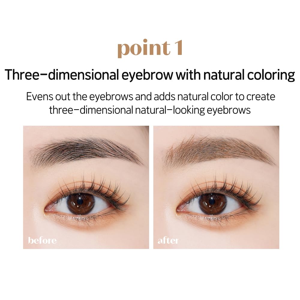 ETUDE Color My Brows – Natural 3D Brow Mascara with Beeswax & Carnauba Wax | Long-Lasting, Moisturizing, Smudge-Free Eyebrow Tint (Rich Brown)