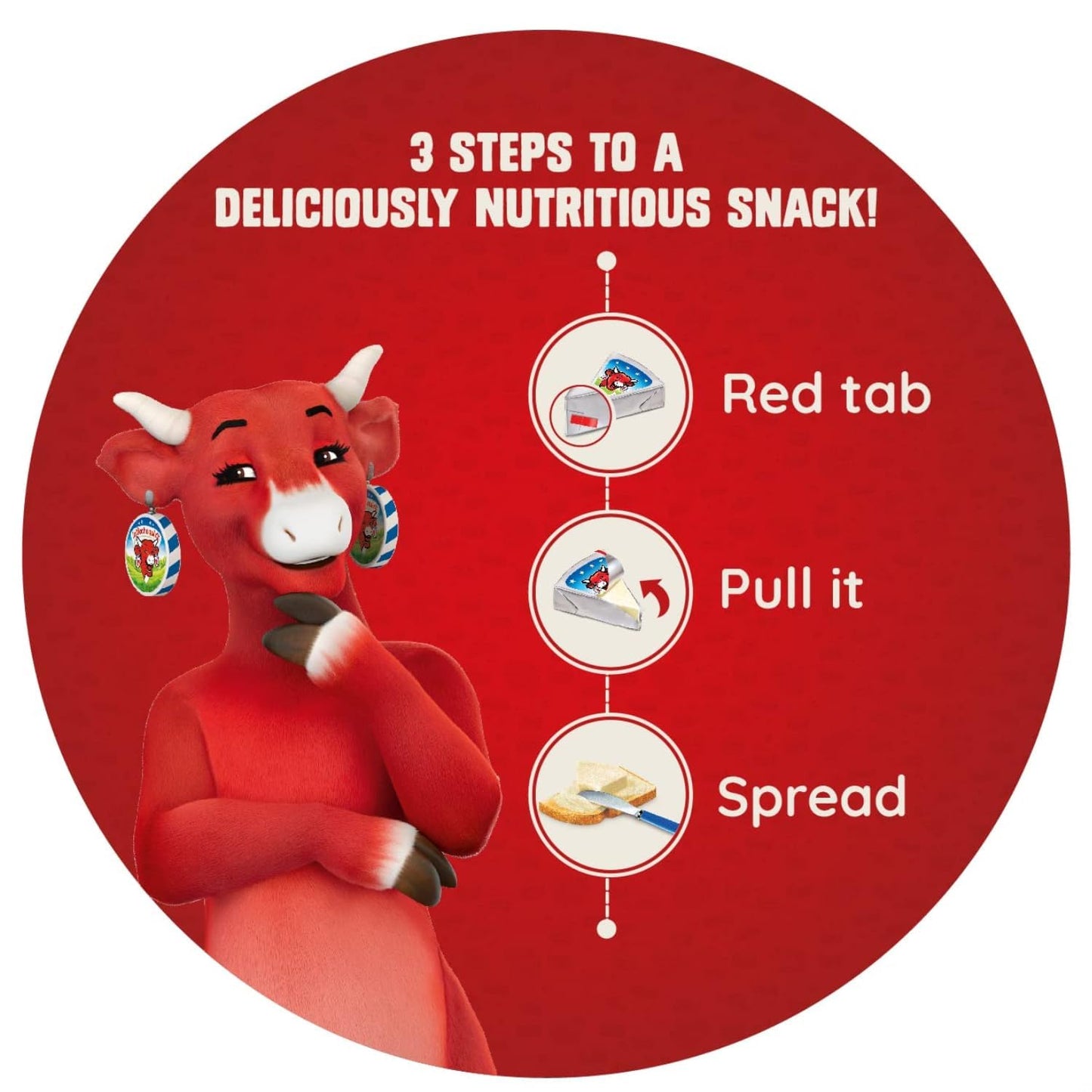 The Laughing Cow Original Creamy Cheese Triangles | Rich Taste with 5 Essential Vitamins, Minerals & Protein | Pack of 3 x 120g (Imported, Vegetarian)