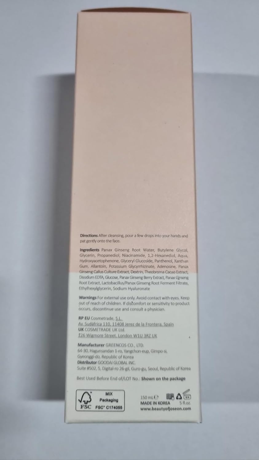Beauty of Joseon Ginseng Essence Water – Hydrating Korean Face Toner with 80% Ginseng & Niacinamide for Moisture, Radiance & Skin Balance (150ml / 5 fl.oz)