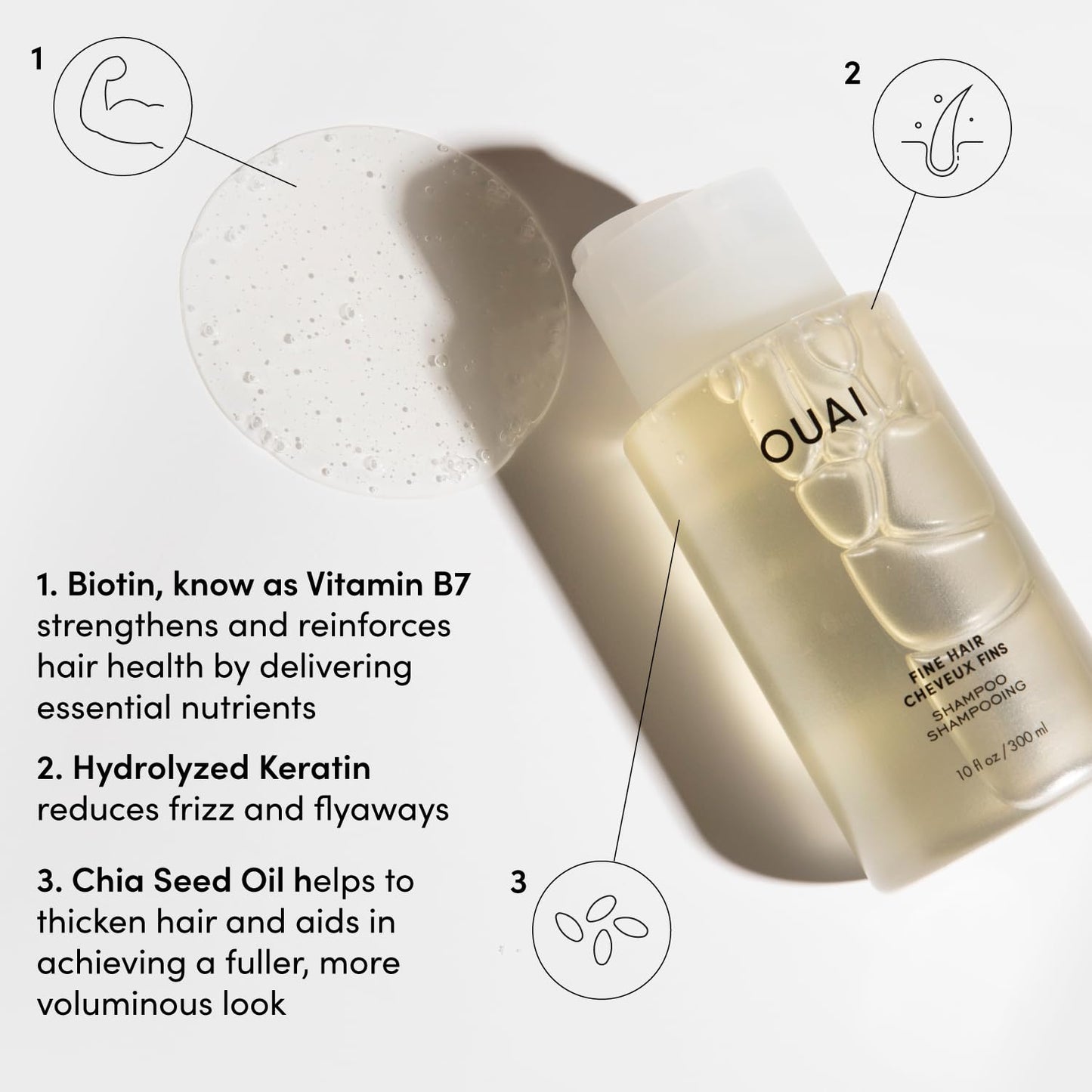 OUAI Fine Shampoo & Conditioner Set – Sulfate-Free Volumizing Hair Care with Keratin, Shea Butter & Avocado Oil – For Fine, Flat Hair (10 fl oz, 2 Pack)