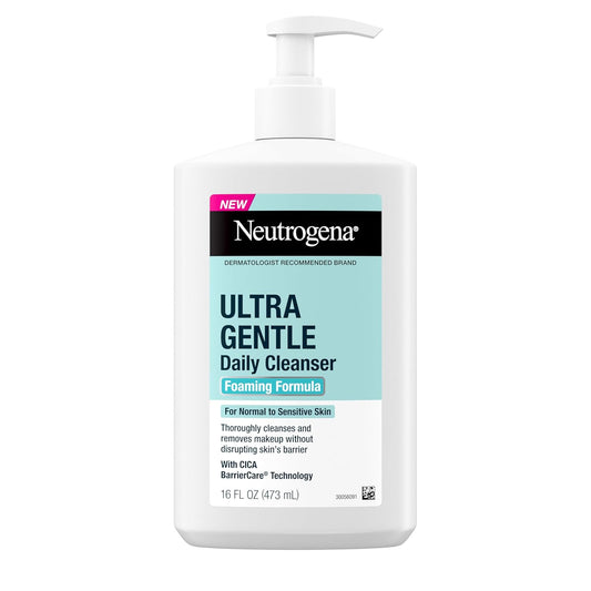 Neutrogena Ultra Gentle Foaming Facial Cleanser – Fragrance-Free, Hydrating Face Wash for Sensitive Skin, Daily Makeup Remover, 16 fl. oz