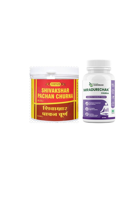 Vyas Shivakshar Pachan Churna (100g) + Dawaibazar Mradurechak Churna (60g) – Ayurvedic Combo for Digestion & Tummy Wellness