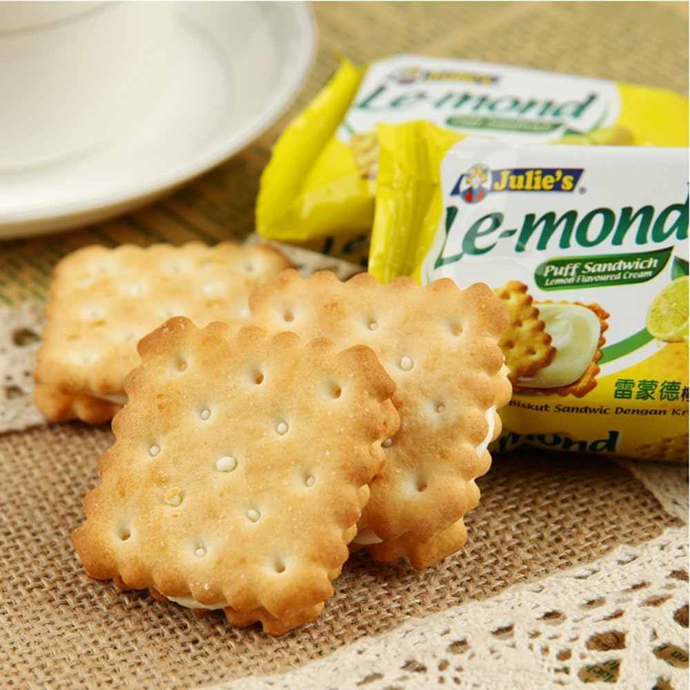 Julie's Le-mond Lemon Puff Sandwich Biscuits 170g – Imported Cream Filled Snack