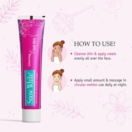 OLEFIA Snow White Night Cream Pack of 2 | Fairness, Acne & Anti-Aging Care