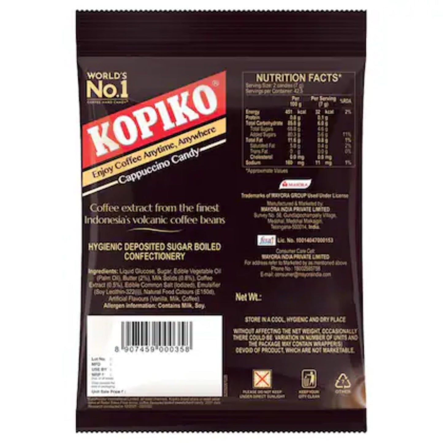 Kopiko Cappuccino Coffee Candy – Real Coffee Extracts, Rich & Creamy Taste, 160g (Imported from Mayora Indonesia)