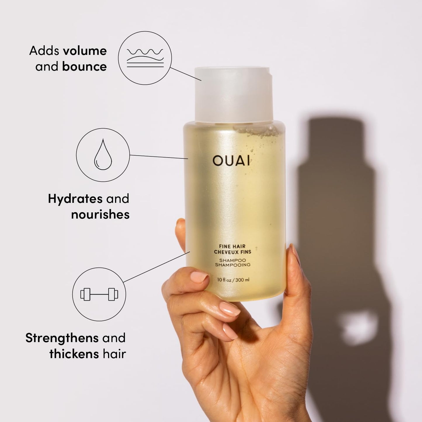 OUAI Fine Shampoo & Conditioner Set – Sulfate-Free Volumizing Hair Care with Keratin, Shea Butter & Avocado Oil – For Fine, Flat Hair (10 fl oz, 2 Pack)
