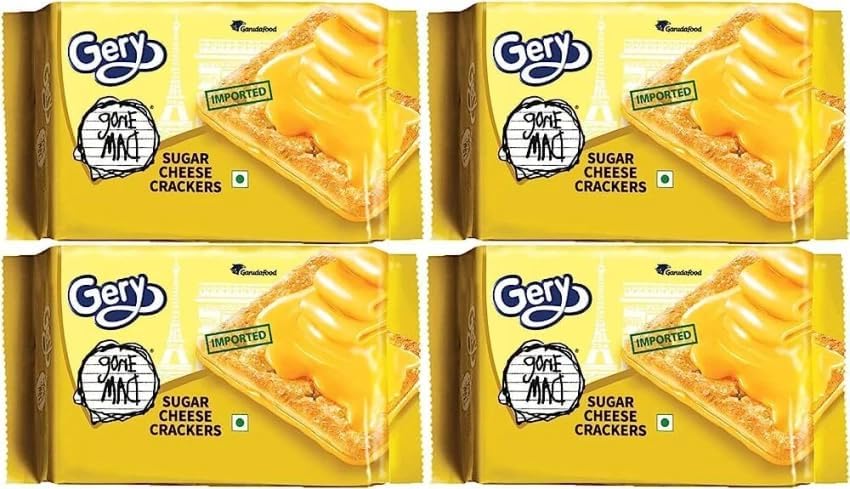Gery Gone Mad Sugar Cheese Crackers – Sweet & Savory Cheese Biscuits | Imported Snack for Tea-Time, Parties & Travel | 110g × 4 Packs (440g)