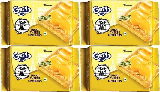Gery Gone Mad Sugar Cheese Crackers – Sweet & Savory Cheese Biscuits | Imported Snack for Tea-Time, Parties & Travel | 110g × 4 Packs (440g)