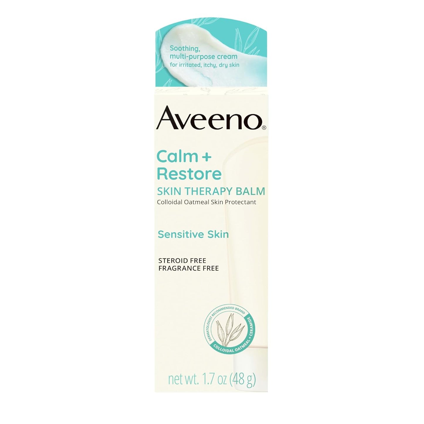 Aveeno Calm + Restore Skin Therapy Balm – Colloidal Oatmeal & Ceramide Moisturizer for Sensitive, Dry Skin, 1.7 oz