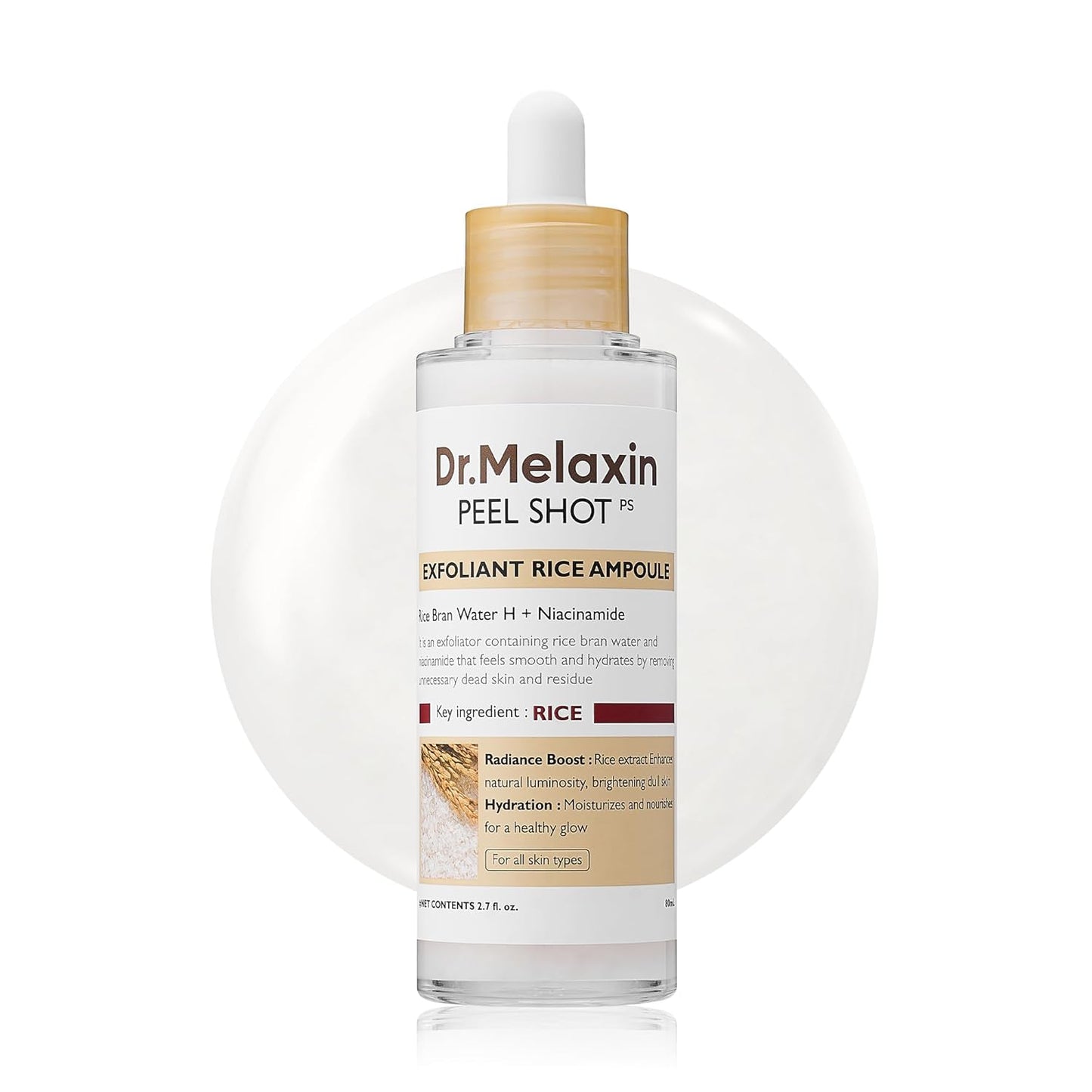 Peel Shot Glow White Rice Peeling Ampoule – Exfoliating & Brightening Serum for Face & Body with Niacinamide & Rice Extract (80ml)
