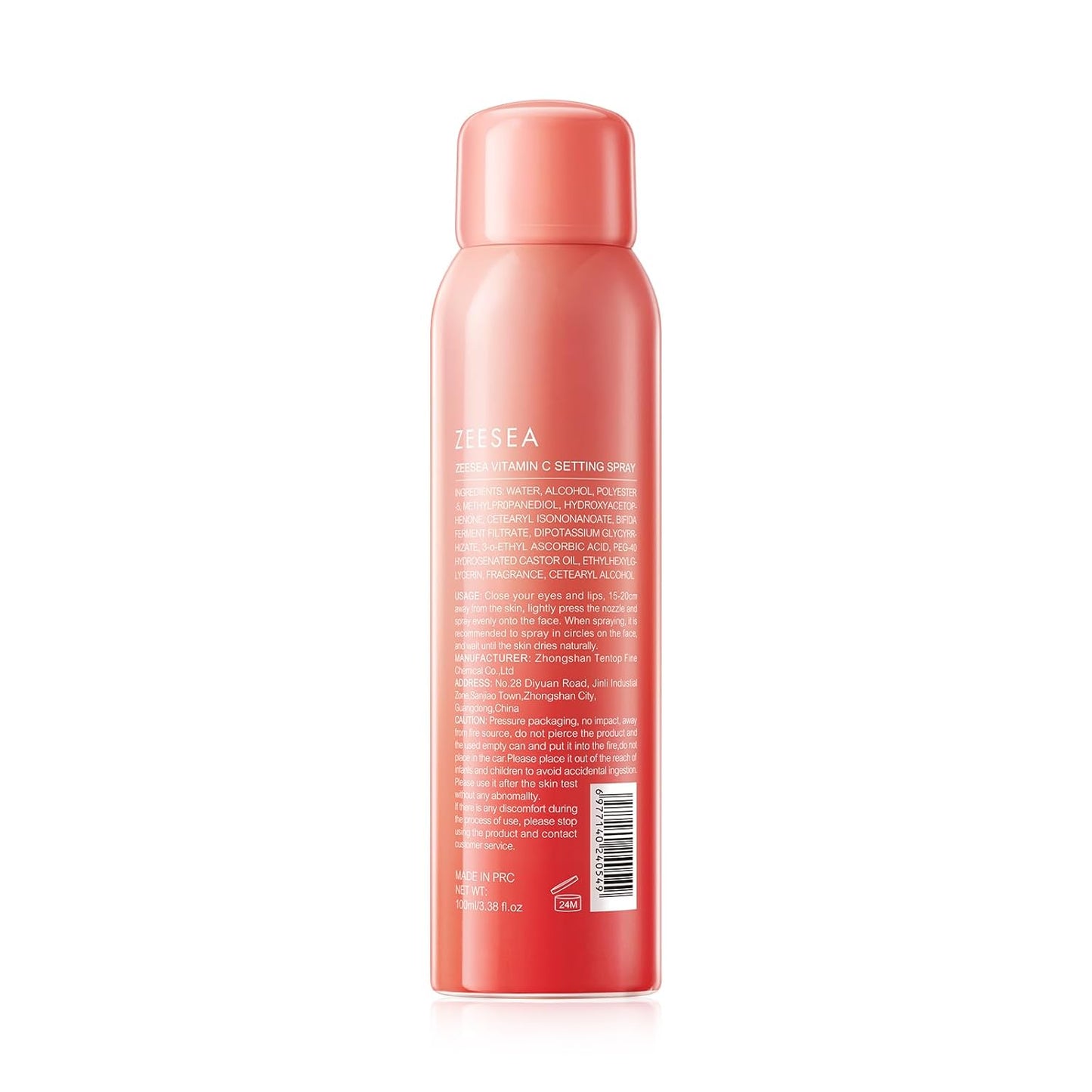 ZEESEA Vitamin C Makeup Setting Spray – Hydrating, Waterproof, Long-Lasting 16H Fixer Mist (100ml / 3.52oz)