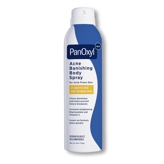 PanOxyl Acne Banishing Body Spray with 2% Salicylic Acid | 360° Nozzle, Niacinamide & Vitamin C, 6 Oz