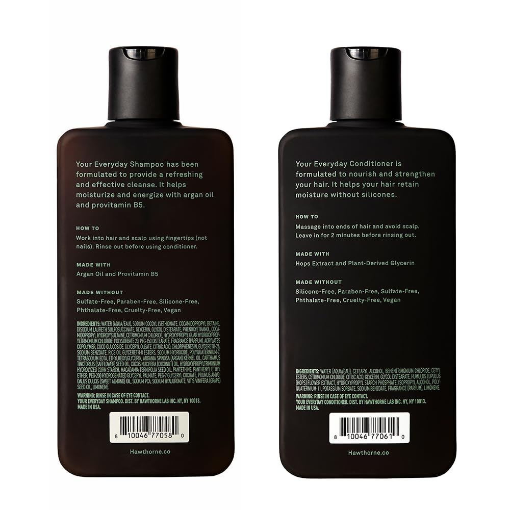 Hawthorne Men’s Everyday Shampoo & Conditioner Set – Sulfate-Free with Avocado & Coconut Oil – Mint & Eucalyptus Scent, 8 fl oz Each