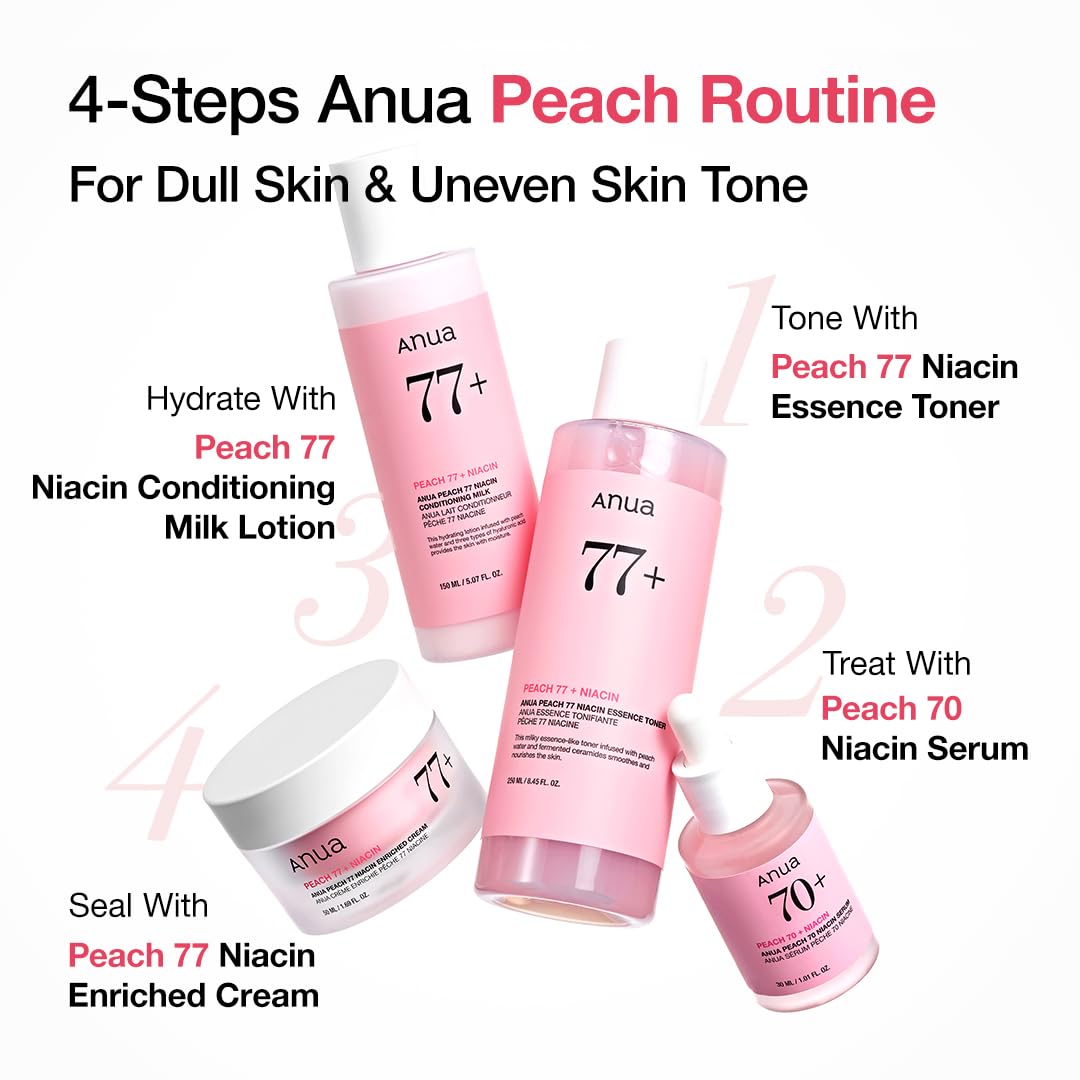ANUA Peach Niacin Conditioning Lotion – Brightening Face Moisturizer with Niacinamide, Ceramide & Hyaluronic Acid | Lightweight Korean Skin Care (150ml / 5.07 fl.oz.)