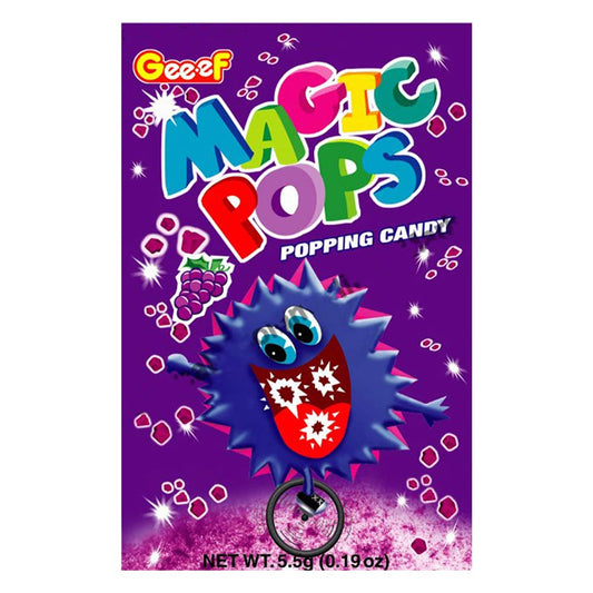 Gee.ef Magic Pops Popping Candy – Grape Flavor, 5g x 40 Pouches (200g Bag)