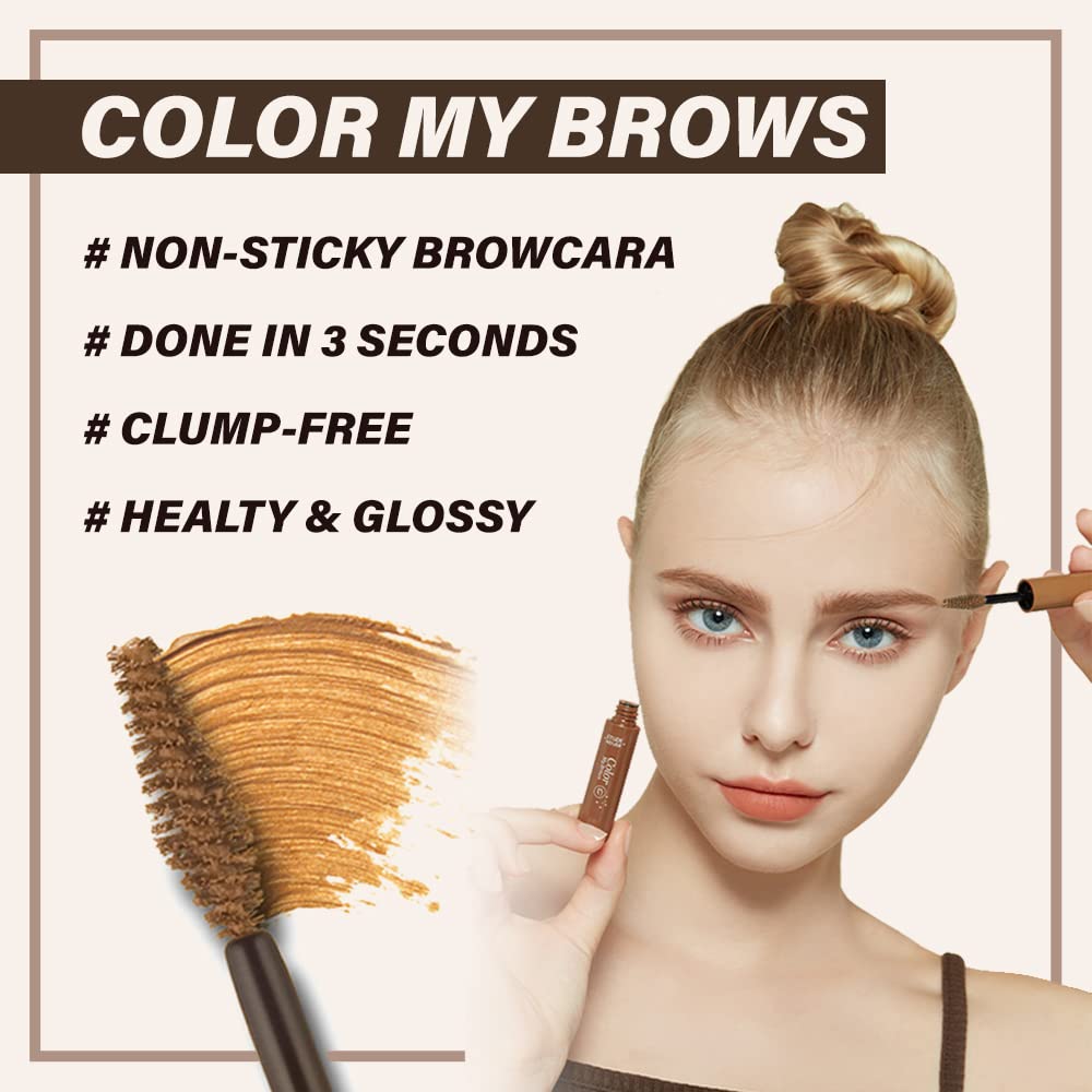 ETUDE Color My Brows – Natural 3D Brow Mascara with Beeswax & Carnauba Wax | Long-Lasting, Moisturizing, Smudge-Free Eyebrow Tint (Rich Brown)