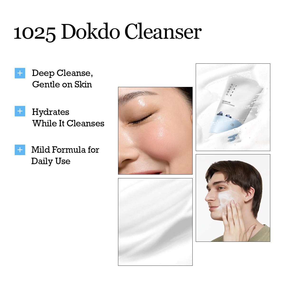 ROUND LAB 1025 Dokdo Cleanser – Low pH Hydrating Face Wash for Sensitive Skin, 5.07 Fl Oz