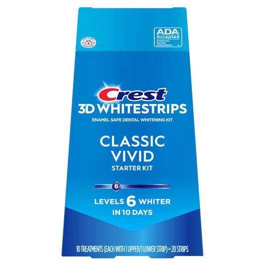 Crest 3D Whitestrips Classic Vivid – 20 Strips (10 Treatments) | Enamel-Safe, Dentist-Approved At-Home Teeth Whitening Kit