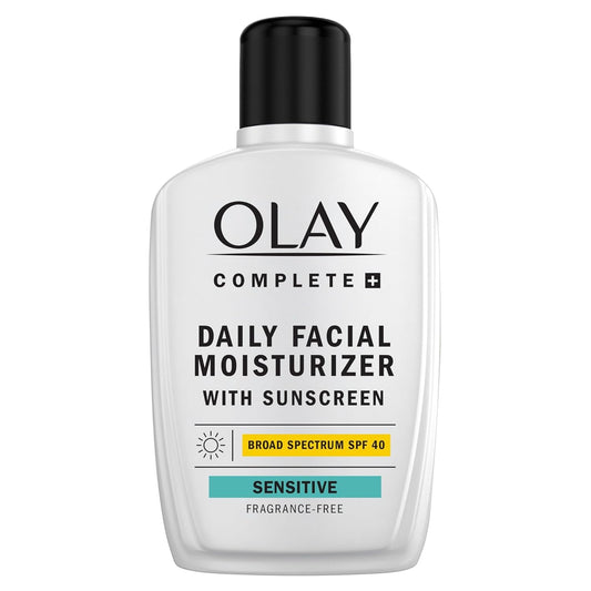 Olay Complete+ Moisturizer with Sunscreen SPF 40 | Fragrance-Free Face Lotion for Sensitive Skin | No White Cast, Lightweight, Vitamin-Enriched (6 oz)