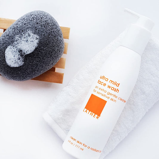 LATHER Ultra Mild Face Wash – Gentle Hydrating Cleanser & Makeup Remover for Sensitive Skin, 6 fl oz