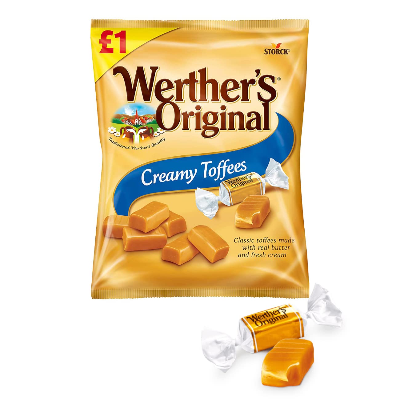 Werther’s Original Creamy Toffees 110g – Classic Caramel Toffee Candy (Imported)