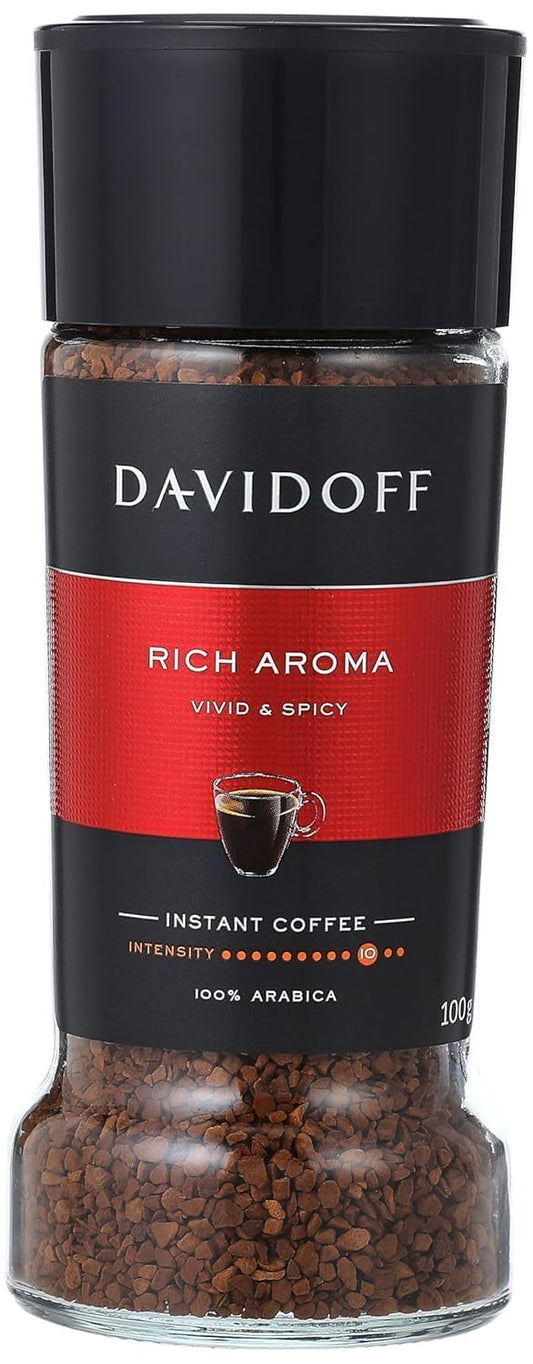Davidoff Rich Aroma Instant Coffee – 100% Arabica, Vivid & Spicy, Pack of 2 (100g Each, Germany)