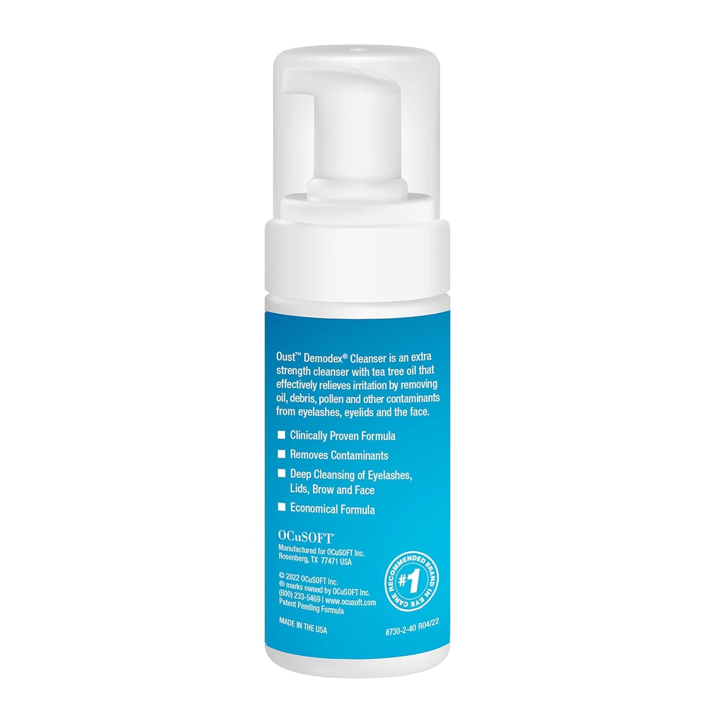 OCuSOFT Oust Demodex Foam Cleanser – Extra Strength Eyelid & Eyelash Cleanser with Tea Tree Oil, Removes Oil, Debris & Pollen (1.68 fl oz)