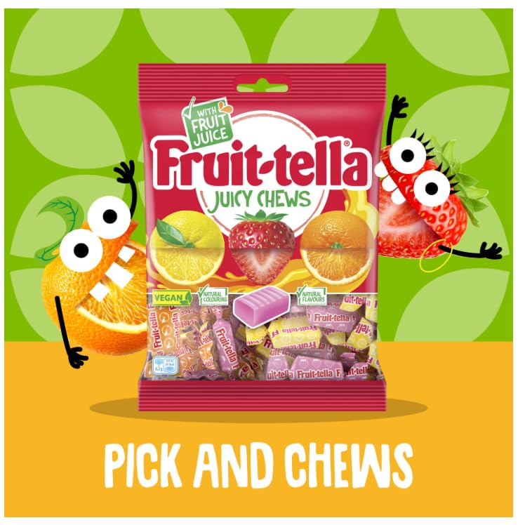 Fruittella Juicy Chews Candy 135g – Assorted Fruit Chewy Sweets with Real Juice (Imported, UK)
