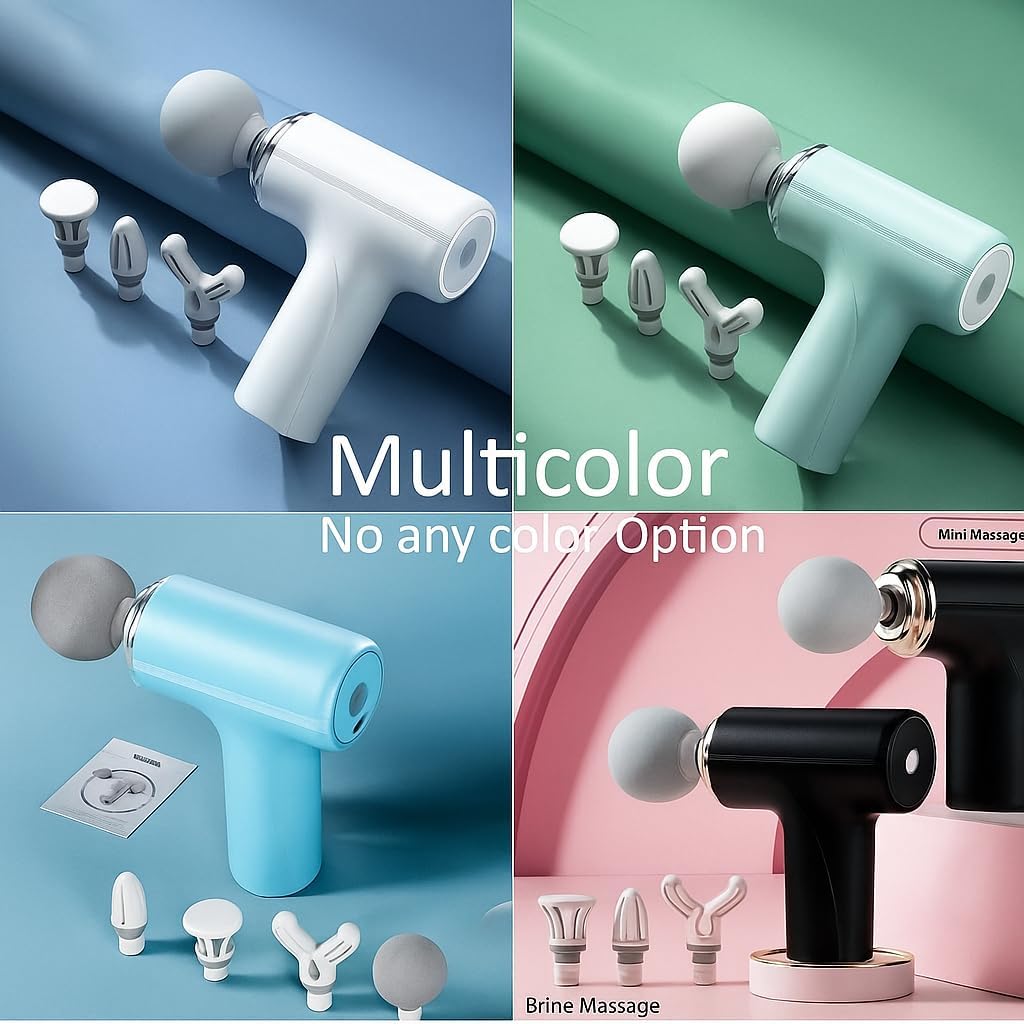 MG-203 Massage Gun | 6-Speed Deep Tissue Percussion Massager with 4 Heads | 3200 RPM, 2400mAh Battery & Type-C Charging (Multi-Colour, Portable)