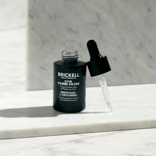 Brickell Men’s Anti-Aging Hyaluronic Acid Serum with Peptides | Natural & Organic Collagen Booster for Firm, Youthful Skin – Unscented (1 oz)