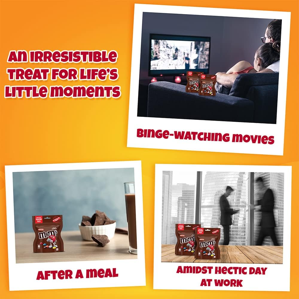 M&Ms Milk Chocolate Candies – Colourful Candy Coated Treats 45g x 3 (Imported, UK)