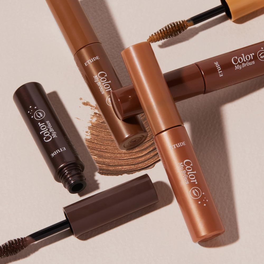 ETUDE Color My Brows – Natural 3D Brow Mascara with Beeswax & Carnauba Wax | Long-Lasting, Moisturizing, Smudge-Free Eyebrow Tint (Rich Brown)