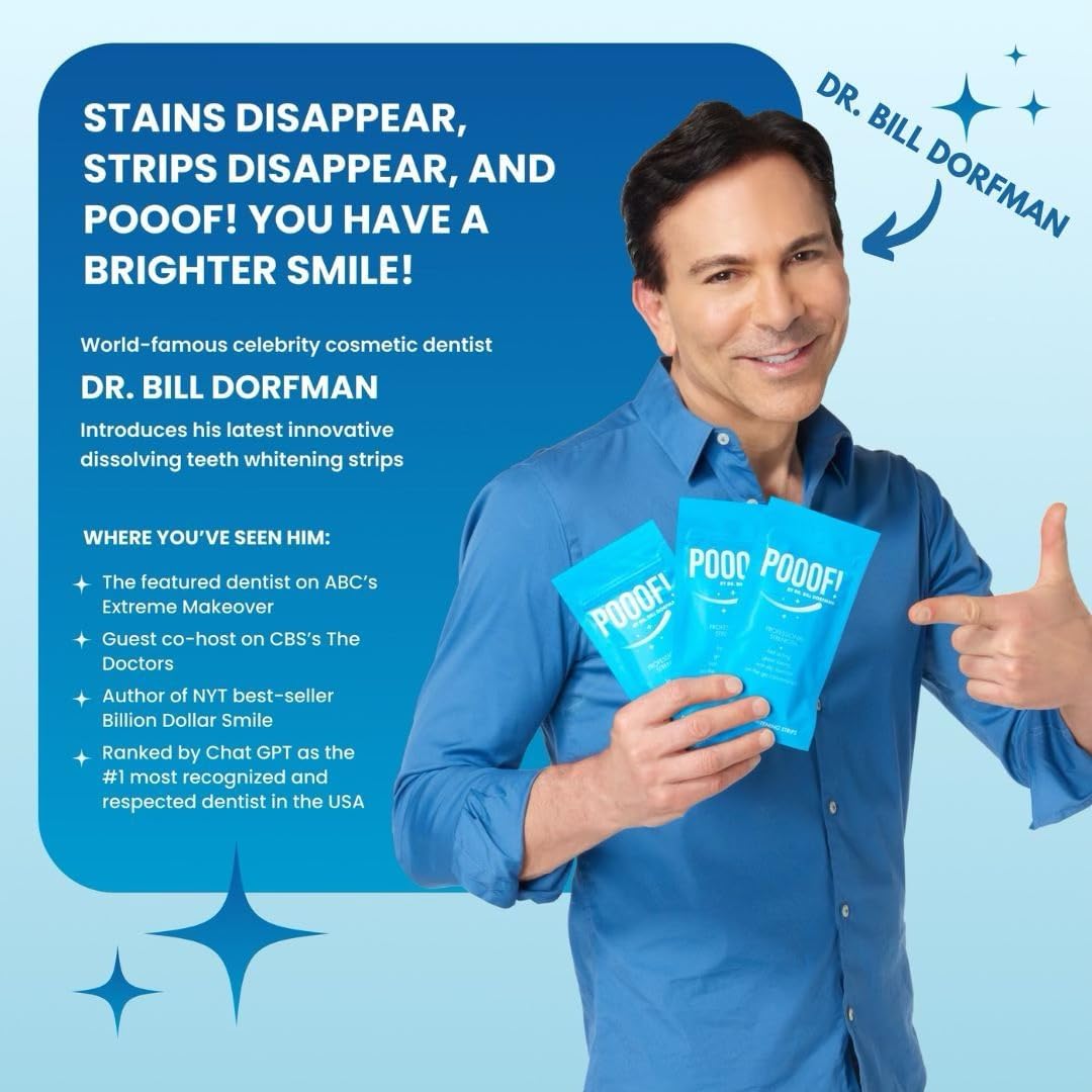 ¡PUUUF! Tiras blanqueadoras dentales solubles – Peróxido de hidrógeno al 12%, tiras antideslizantes | Kit de 10 días para proteger el esmalte dental del Dr. Bill Dorfman | Menta Polar