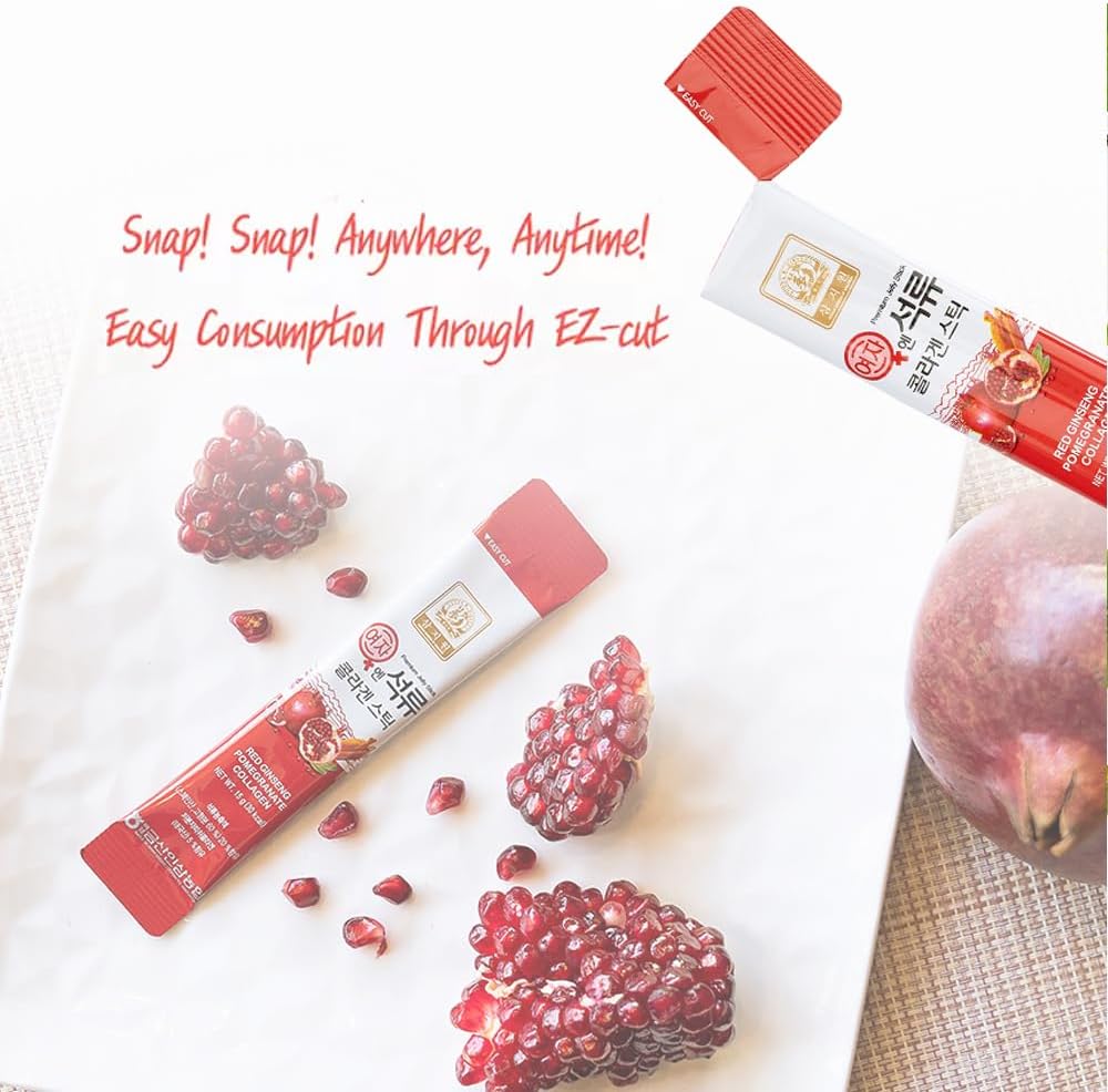 Baekje Geumsan Korean Pomegranate Collagen Jelly Stick – 5 Packs (30 Sticks Each) | Anti-Aging, Skin Hydration, Hair & Nail Support, Women’s Health Supplement
