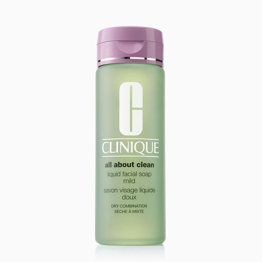 Clinique All About Clean Liquid Facial Soap – Gentle 3-Step Cleanser for Dry to Combination Skin, Unscented (6.7 fl oz)