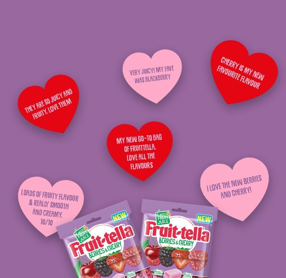 Fruittella Berries & Cherry Vegan Chewy Candy – Made with Real Fruit Juice, Natural Flavours & Colours, 135g (Imported from UK)