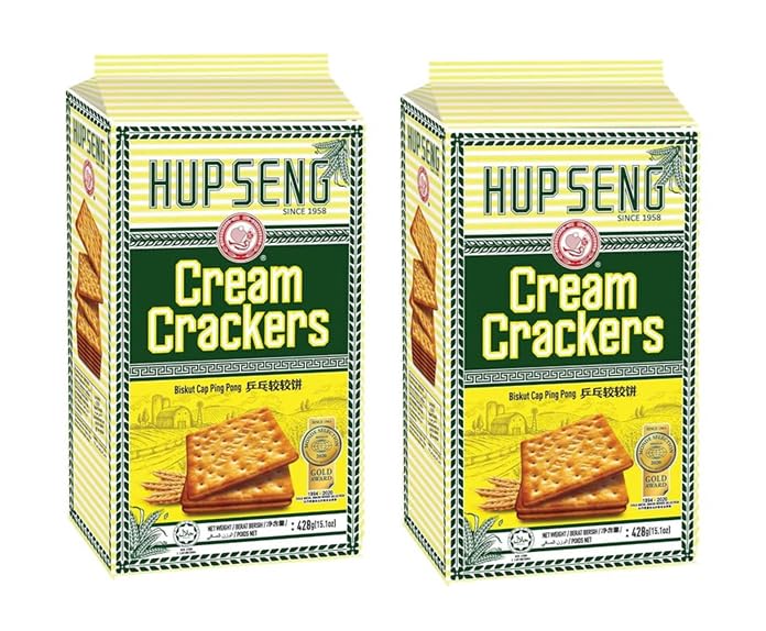 Hup Seng Original Cream Crackers 400g × 2 Pack – Classic Baked Biscuits (Imported)