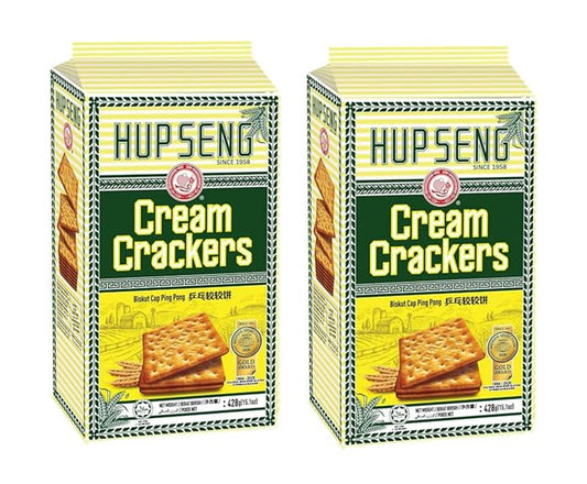 Hup Seng Original Cream Crackers 400g × 2 Pack – Classic Baked Biscuits (Imported)