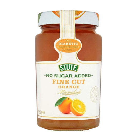 Stutes No Sugar Added Fine Cut Orange Marmalade – Diabetic Friendly Citrus Spread | 430g Glass Jar (Imported)