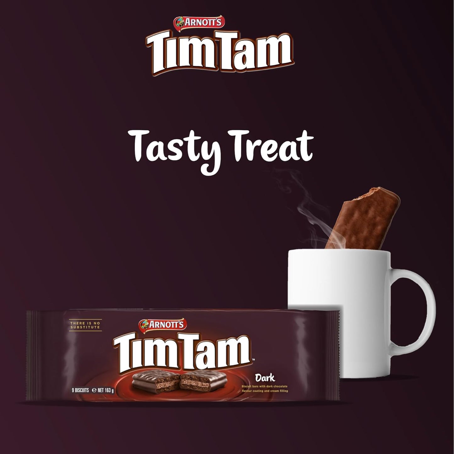 Arnotts TimTam Dark Chocolate Biscuits – Cream-Filled Chocolate Bars | 163g (Imported, Vegetarian)