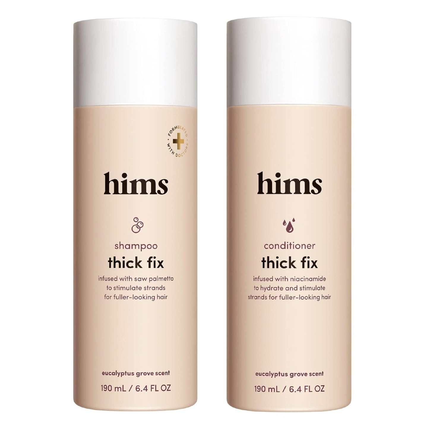 Hims Thick Fix Shampoo & Conditioner Set – Thickening Hair Care with Saw Palmetto & Niacinamide, Vegan & Sulfate-Free (2 x 6.4 fl oz, Eucalyptus Grove)