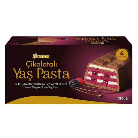 Ulker Red Velvet Milk Chocolate Cake with Forest Berry Sauce – Imported Dessert (395g, Turkey)