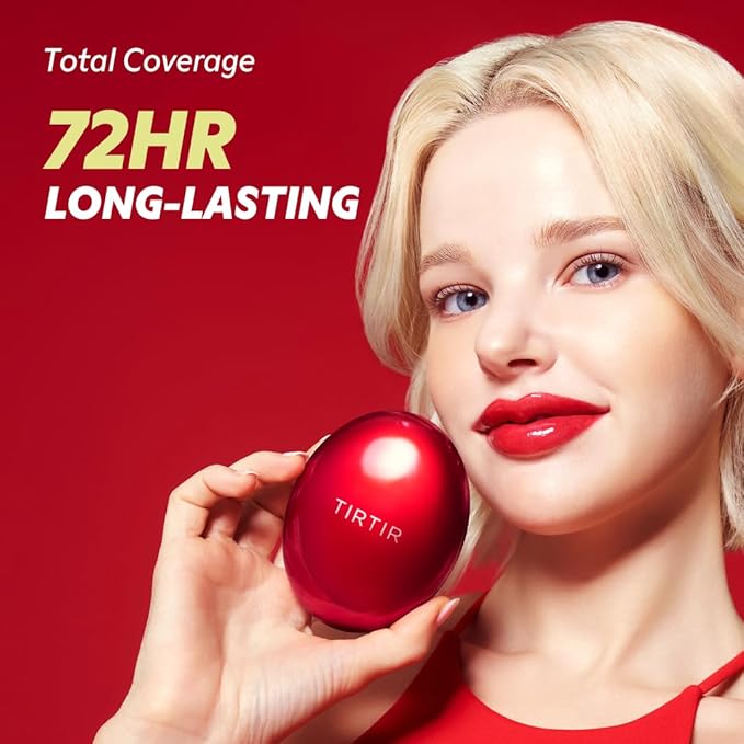 TIRTIR Mask Fit Red Cushion Foundation – Korean Full Coverage Lightweight Cushion with Satin Glow & 72-Hour Long Wear (#23N Sand, 0.63 fl.oz)